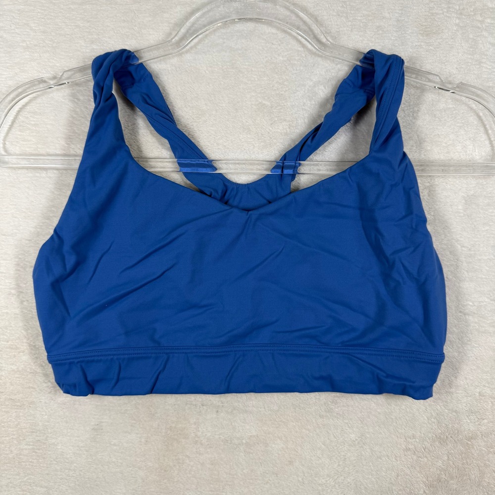 Calia Blue V-Neck Racerback Sports Bra Solid Stretch Activewear‎ Medium Support